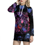 Sagittarius And Astrological Signs Print Pullover Hoodie Dress