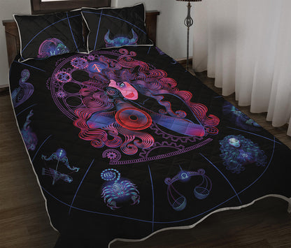 Sagittarius And Astrological Signs Print Quilt Bed Set