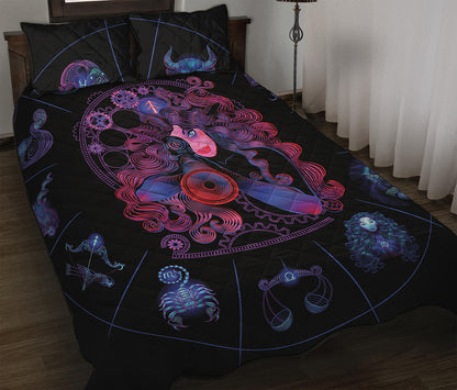 Sagittarius And Astrological Signs Print Quilt Bed Set