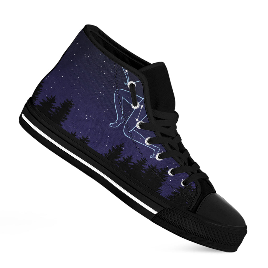 Sagittarius Constellation Print Black High Top Shoes