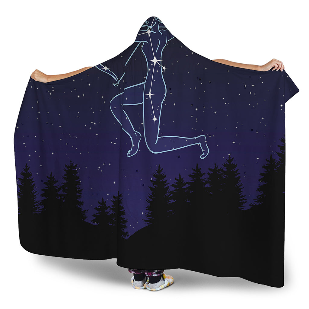 Sagittarius Constellation Print Hooded Blanket