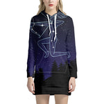 Sagittarius Constellation Print Pullover Hoodie Dress