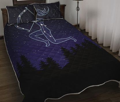 Sagittarius Constellation Print Quilt Bed Set