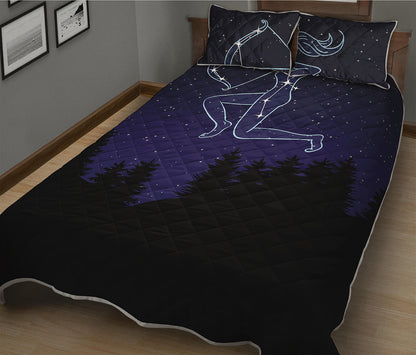 Sagittarius Constellation Print Quilt Bed Set