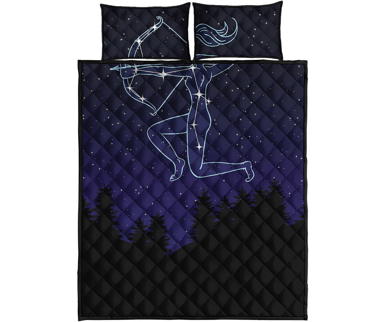 Sagittarius Constellation Print Quilt Bed Set