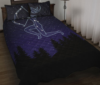 Sagittarius Constellation Print Quilt Bed Set
