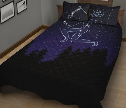 Sagittarius Constellation Print Quilt Bed Set