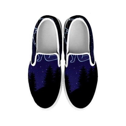 Sagittarius Constellation Print White Slip On Shoes