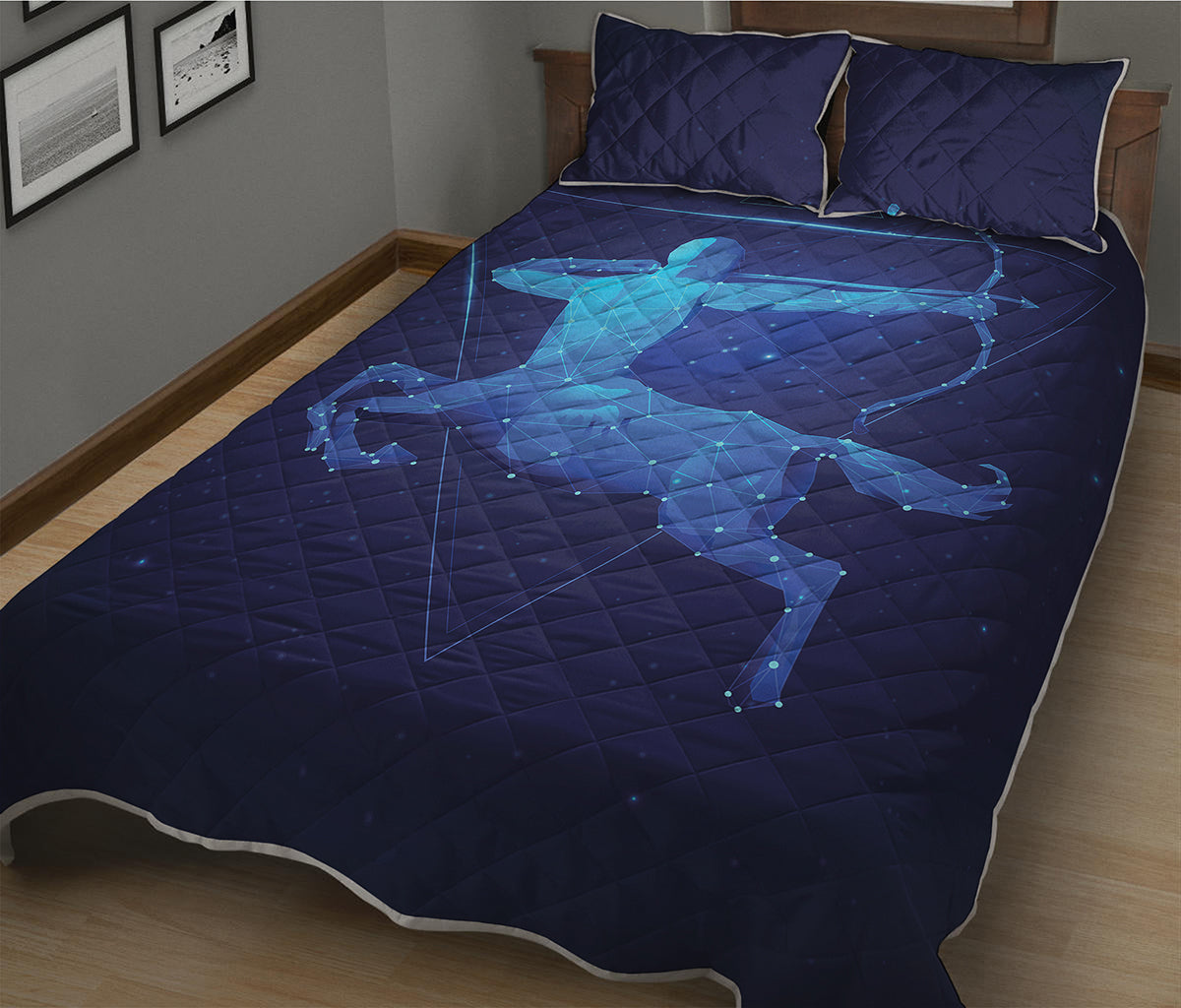 Sagittarius Horoscope Sign Print Quilt Bed Set
