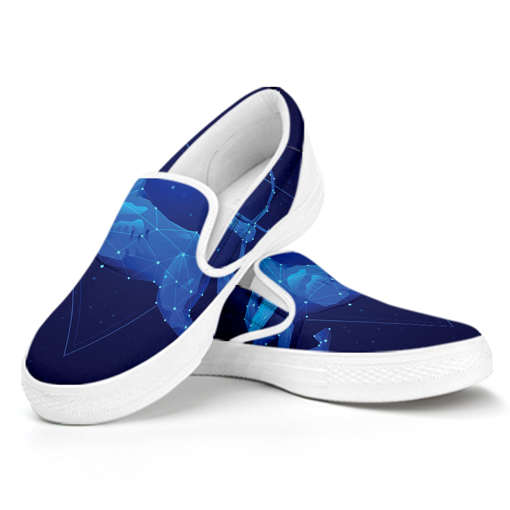 Sagittarius Horoscope Sign Print White Slip On Shoes