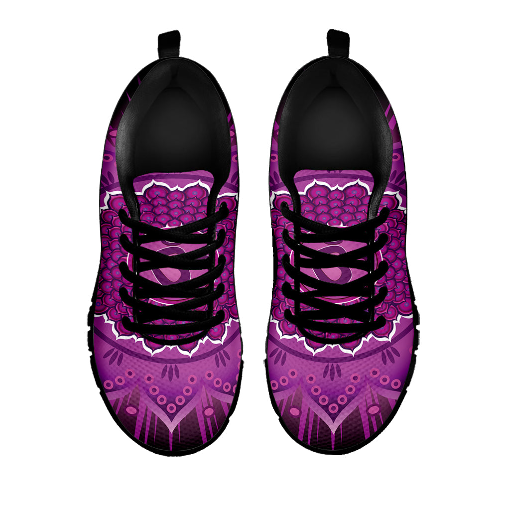 Sahasrara Chakra Mandala Print Black Sneakers