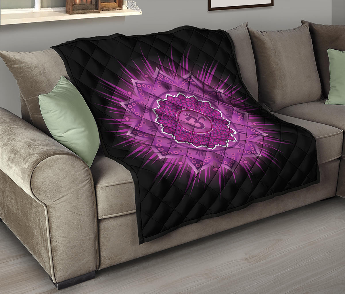 Sahasrara Chakra Mandala Print Quilt