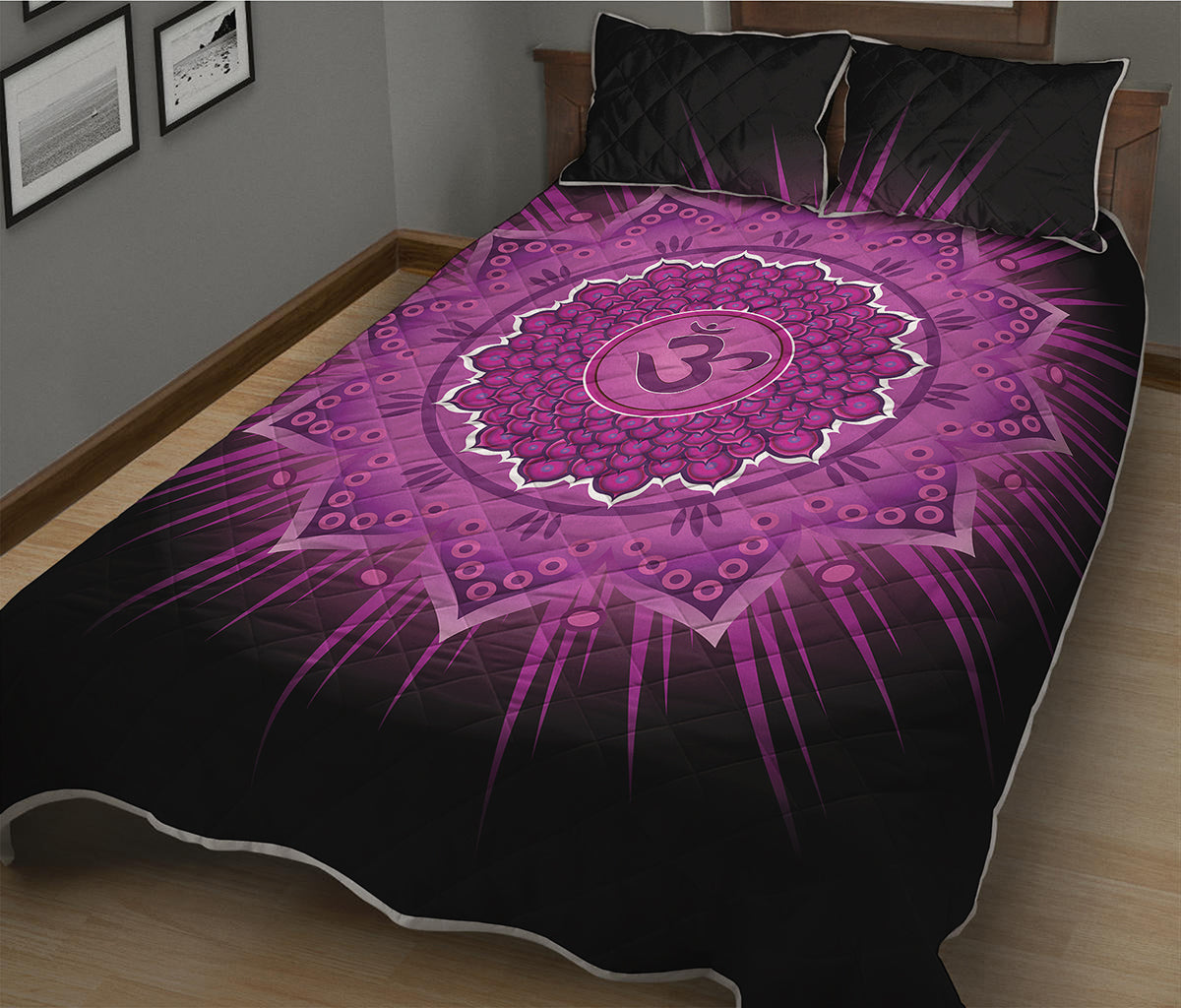 Sahasrara Chakra Mandala Print Quilt Bed Set