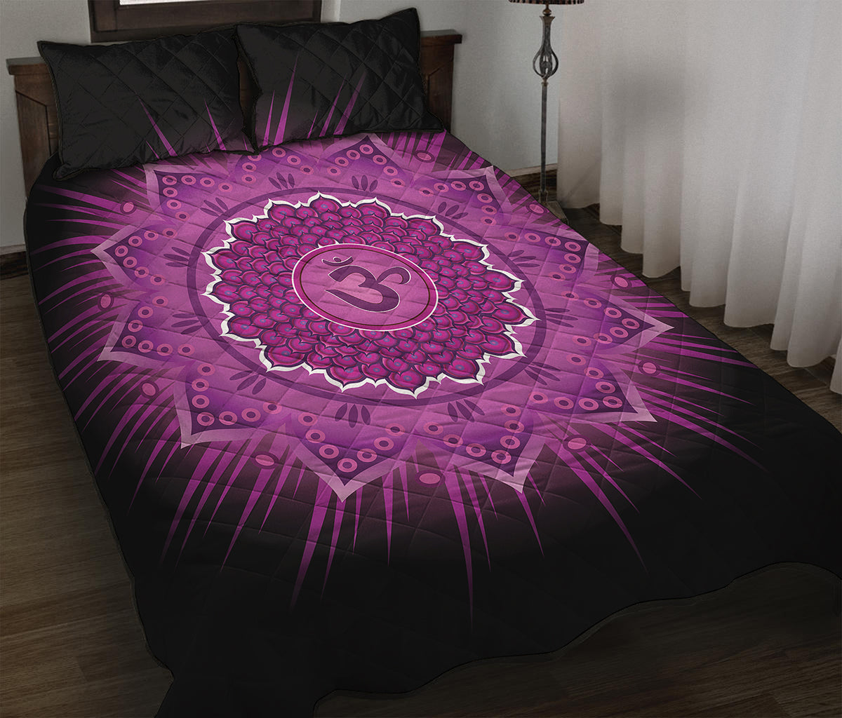 Sahasrara Chakra Mandala Print Quilt Bed Set