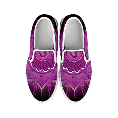 Sahasrara Chakra Mandala Print White Slip On Shoes