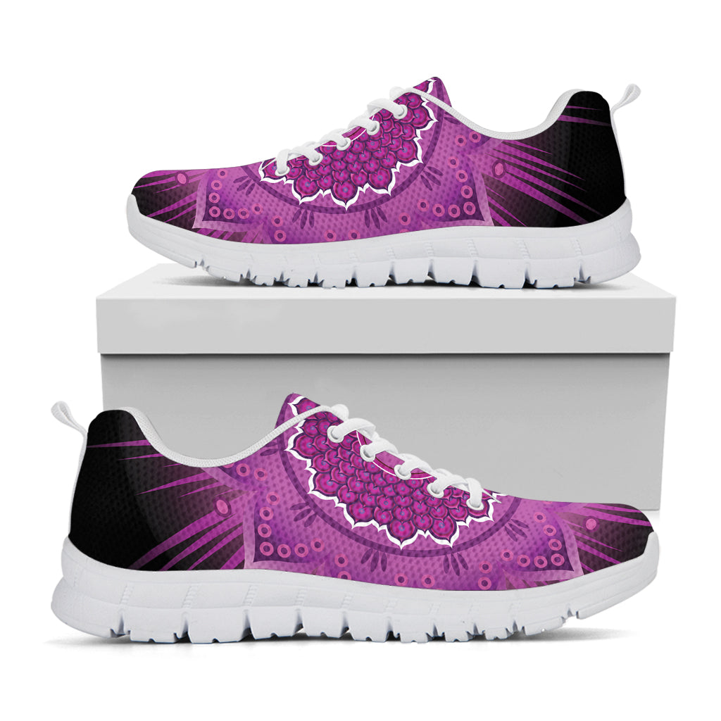 Sahasrara Chakra Mandala Print White Sneakers