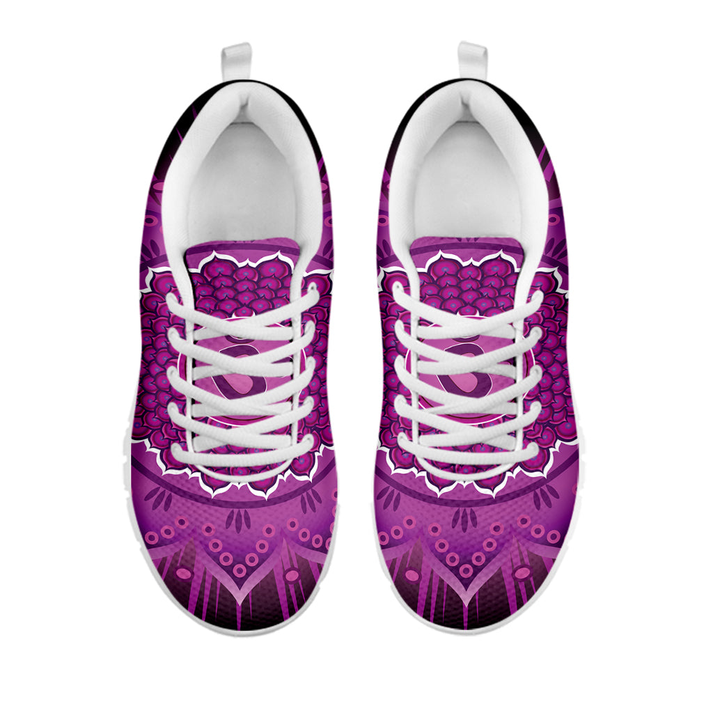 Sahasrara Chakra Mandala Print White Sneakers