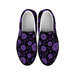 Sahasrara Chakra Pattern Print Black Slip On Shoes