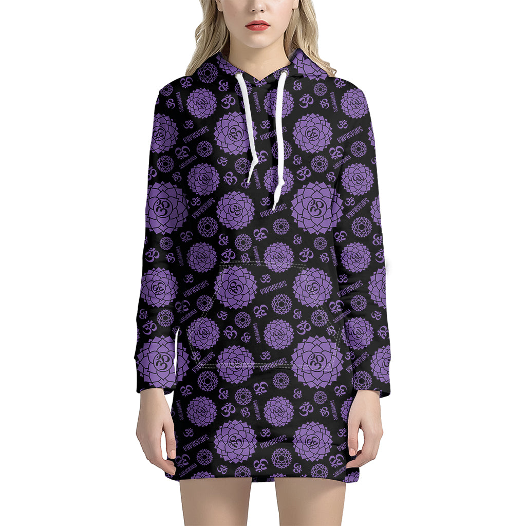 Sahasrara Chakra Pattern Print Hoodie Dress