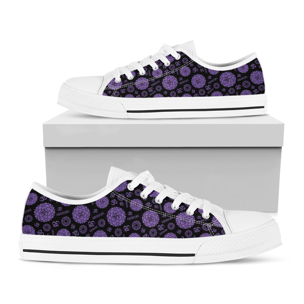 Sahasrara Chakra Pattern Print White Low Top Shoes