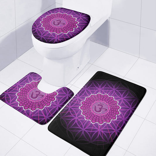 Sahasrara Chakra Spiritual Print 3 Piece Bath Mat Set