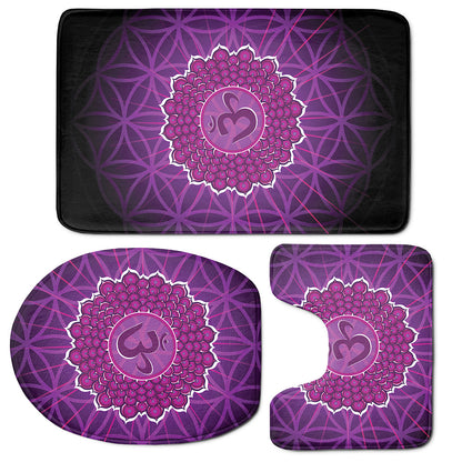Sahasrara Chakra Spiritual Print 3 Piece Bath Mat Set