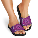 Sahasrara Chakra Spiritual Print Black Slide Sandals