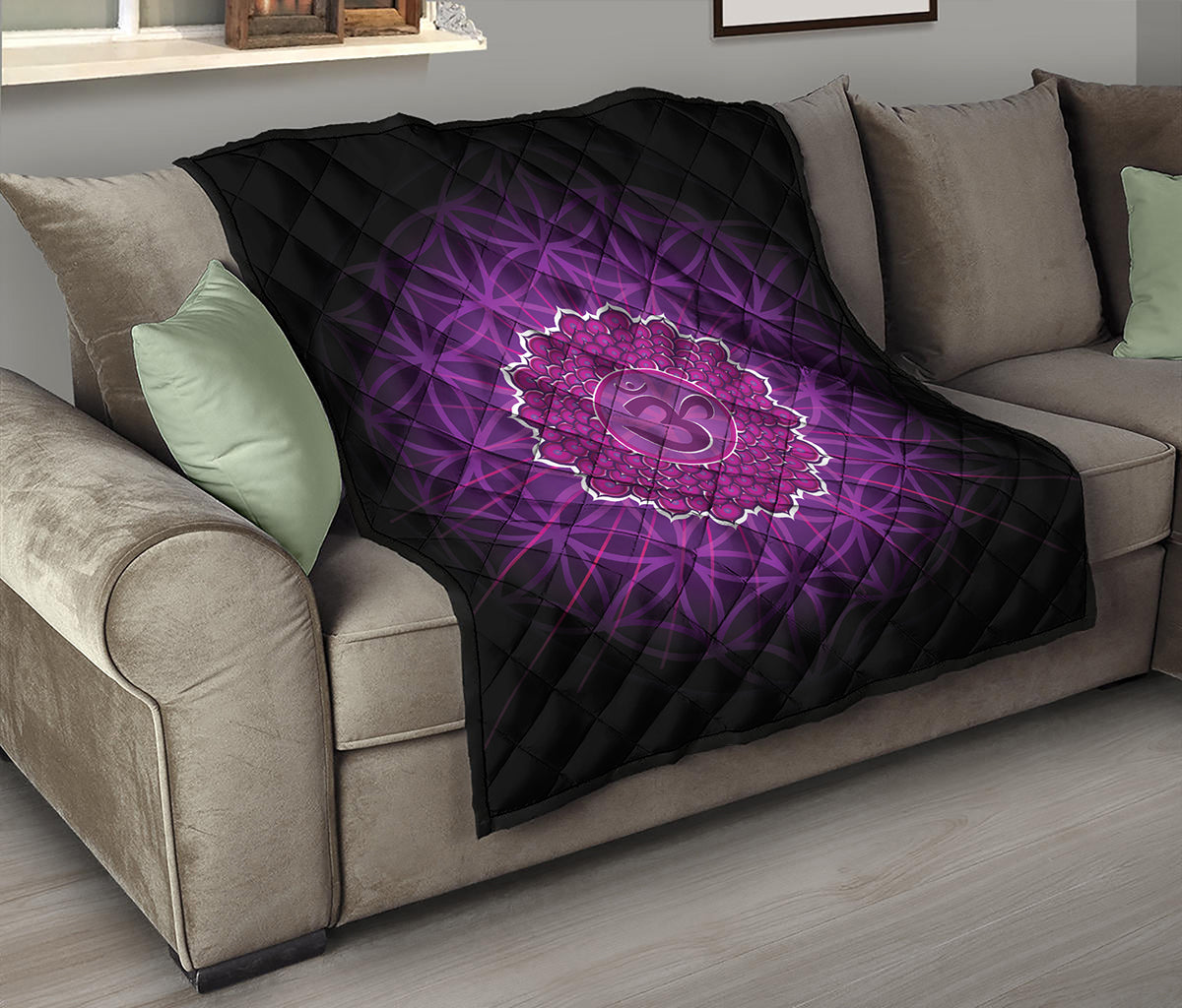 Sahasrara Chakra Spiritual Print Quilt