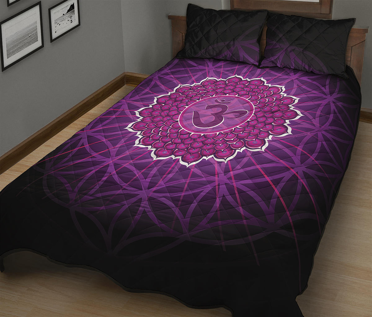 Sahasrara Chakra Spiritual Print Quilt Bed Set