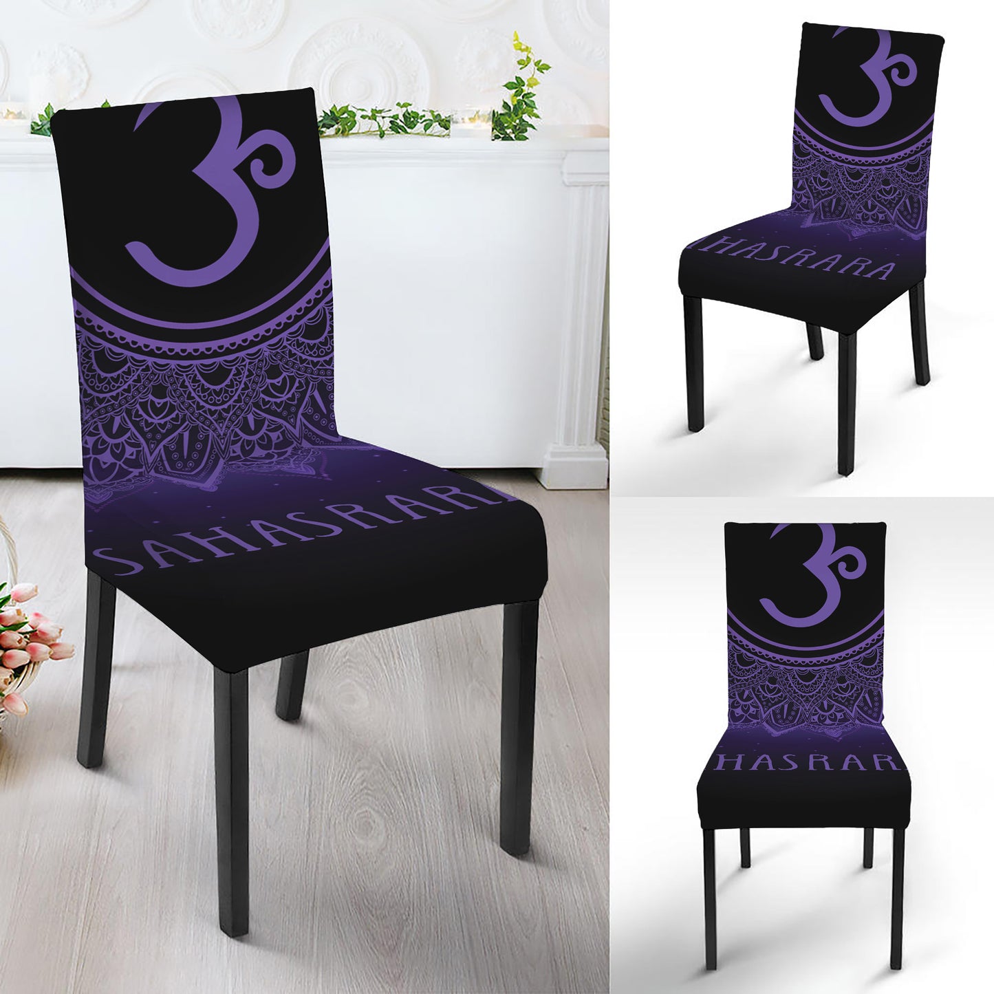 Sahasrara Chakra Symbol Print Dining Chair Slipcover