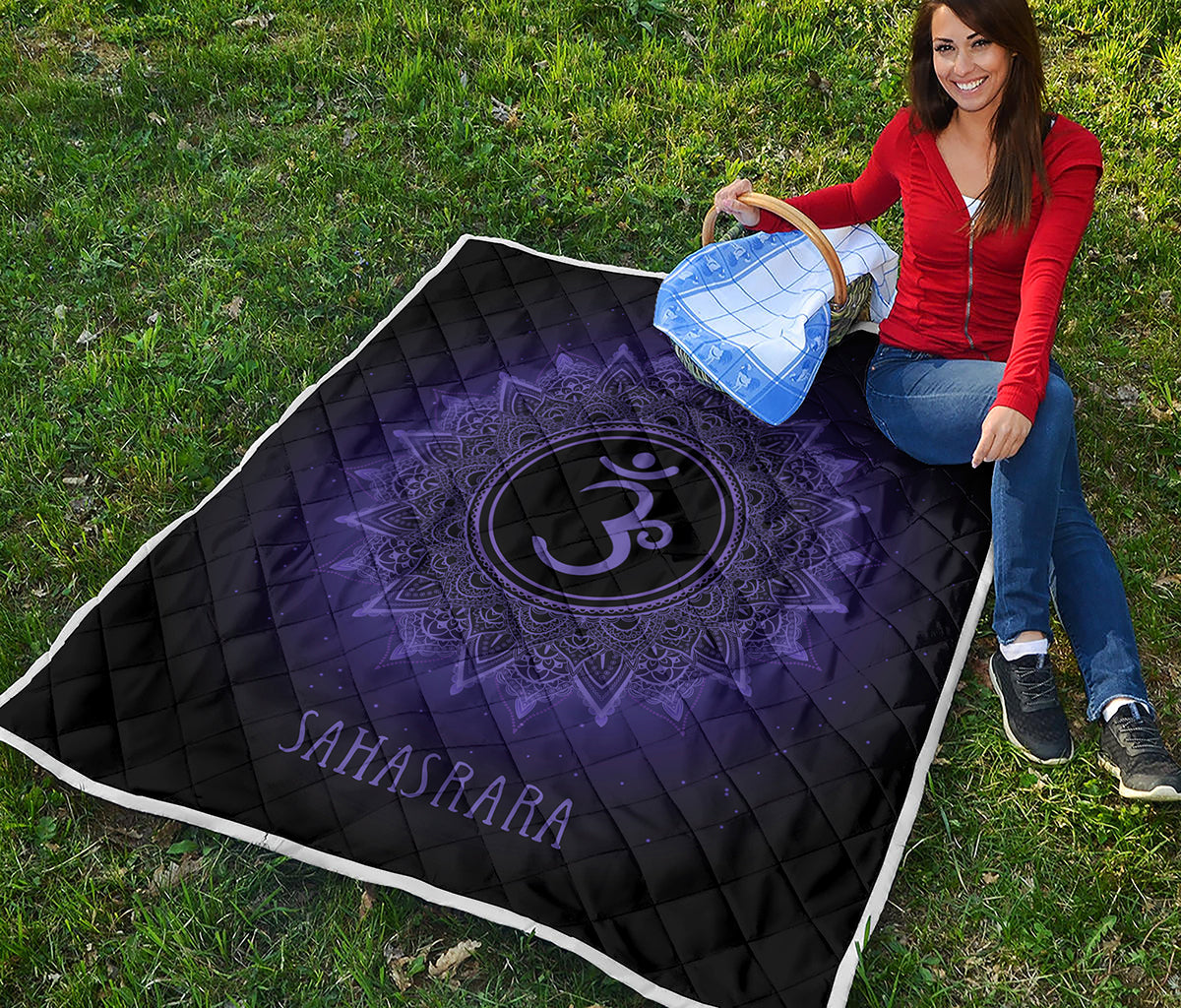 Sahasrara Chakra Symbol Print Quilt