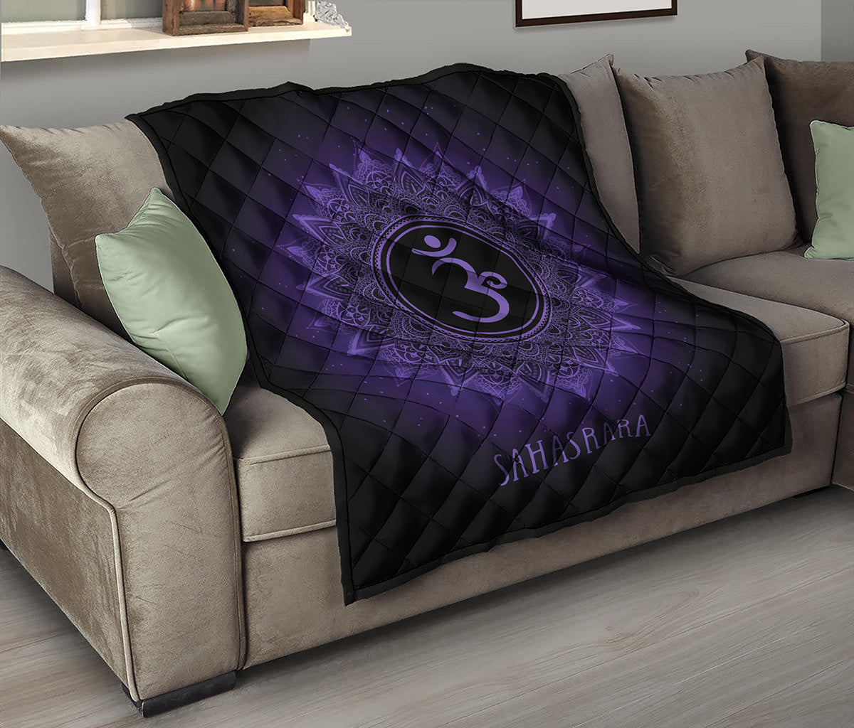 Sahasrara Chakra Symbol Print Quilt