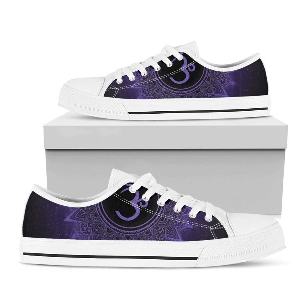 Sahasrara Chakra Symbol Print White Low Top Shoes