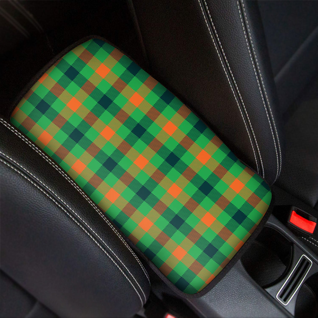 Saint Patrick's Day Buffalo Plaid Print Car Center Console Cover