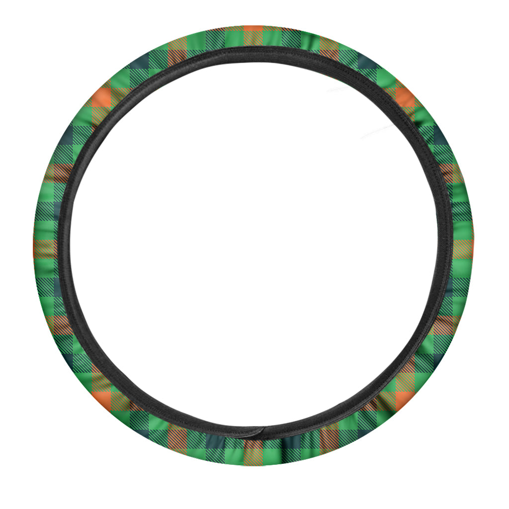 Saint Patrick's Day Buffalo Plaid Print Car Steering Wheel Cover