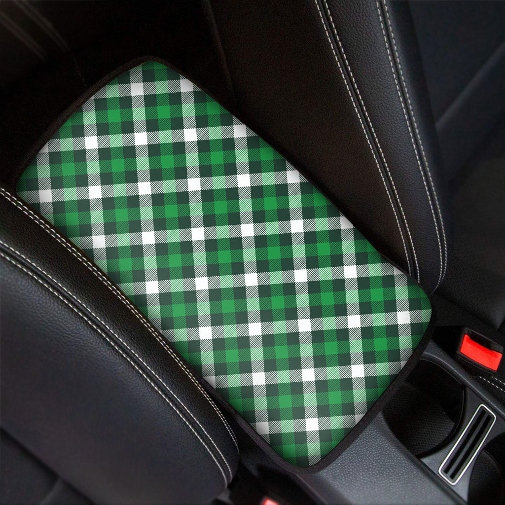 Saint Patrick's Day Plaid Pattern Print Car Center Console Cover