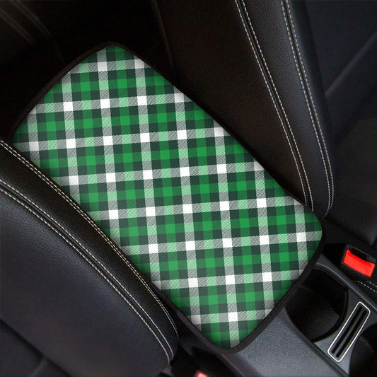 Saint Patrick's Day Plaid Pattern Print Car Center Console Cover