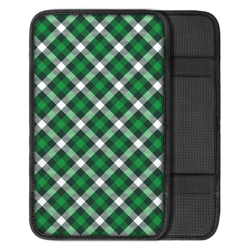 Saint Patrick's Day Plaid Pattern Print Car Center Console Cover