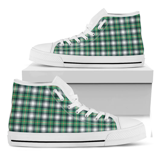 Saint Patrick's Day Tartan Pattern Print White High Top Shoes