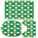 Saint Patrick's Day Argyle Pattern Print 3 Piece Bath Mat Set