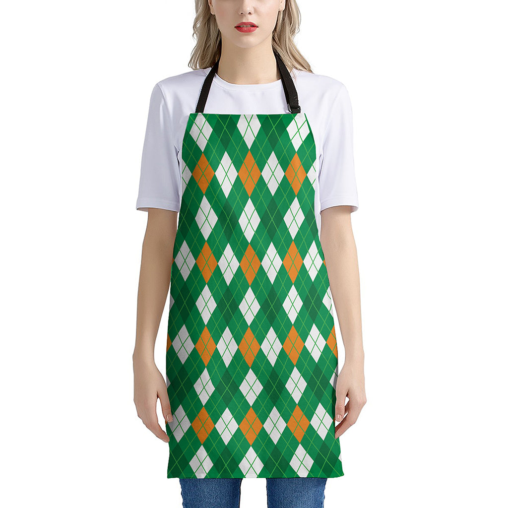 Saint Patrick's Day Argyle Pattern Print Apron