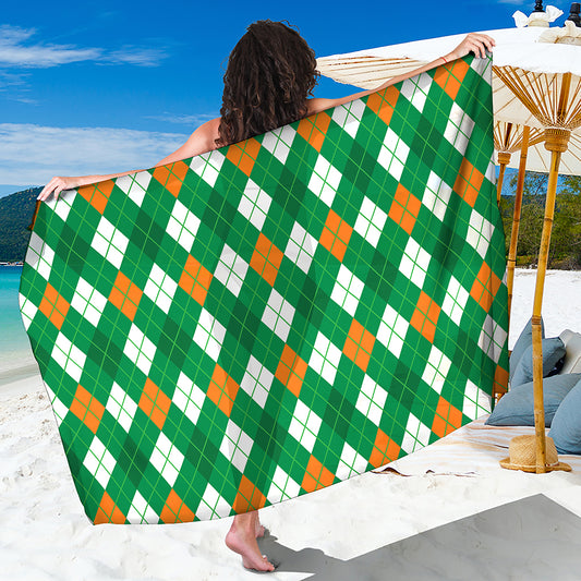 Saint Patrick's Day Argyle Pattern Print Beach Sarong Wrap