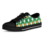 Saint Patrick's Day Argyle Pattern Print Black Low Top Shoes