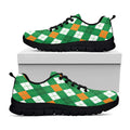Saint Patrick's Day Argyle Pattern Print Black Running Shoes