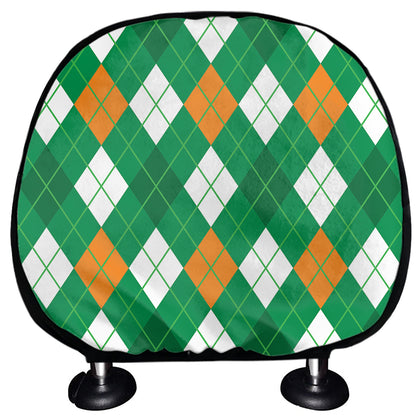 Saint Patrick's Day Argyle Pattern Print Car Headrest Covers