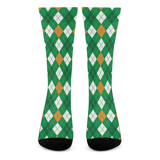 Saint Patrick's Day Argyle Pattern Print Crew Socks