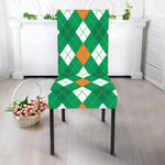 Saint Patrick's Day Argyle Pattern Print Dining Chair Slipcover