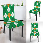 Saint Patrick's Day Argyle Pattern Print Dining Chair Slipcover