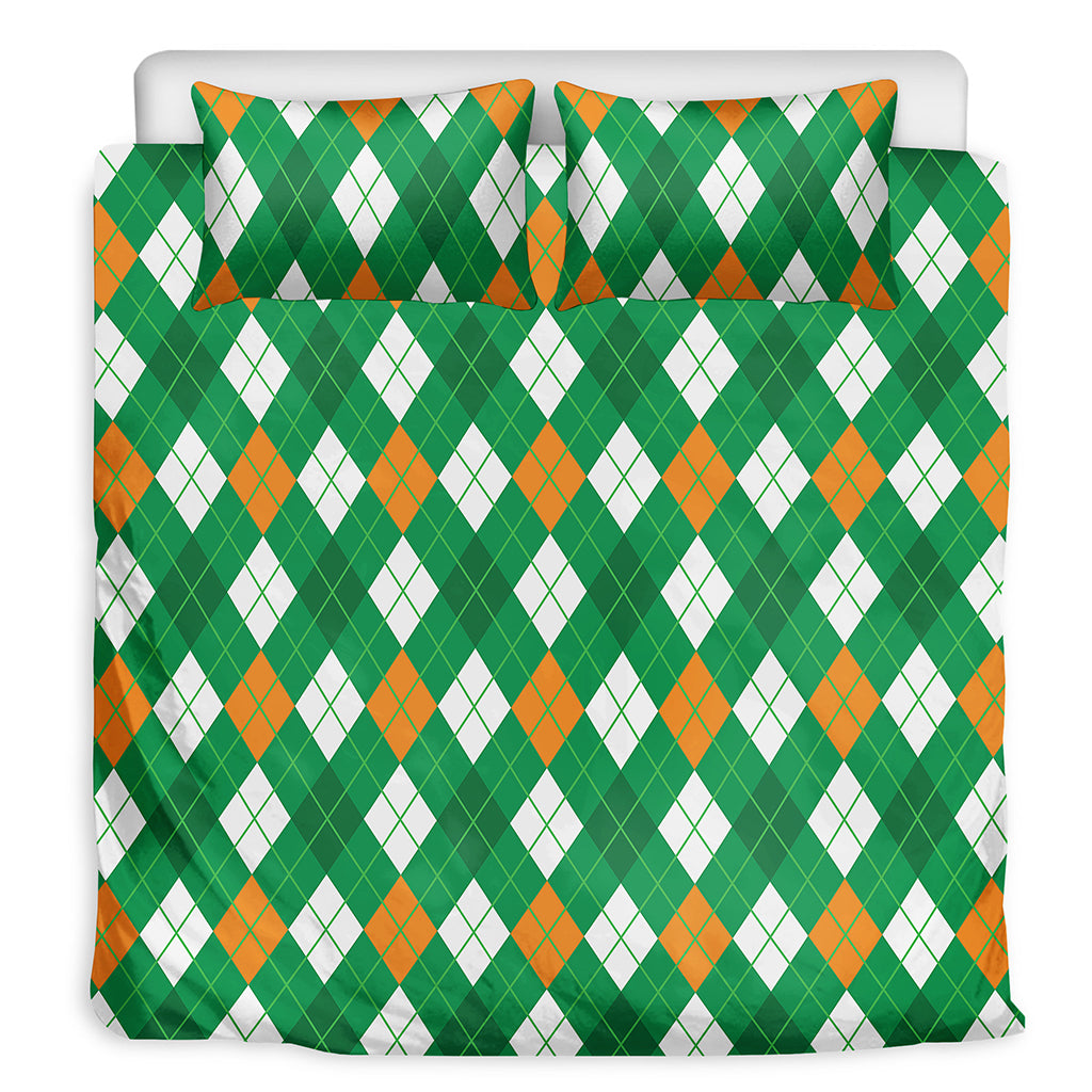 Saint Patrick's Day Argyle Pattern Print Duvet Cover Bedding Set