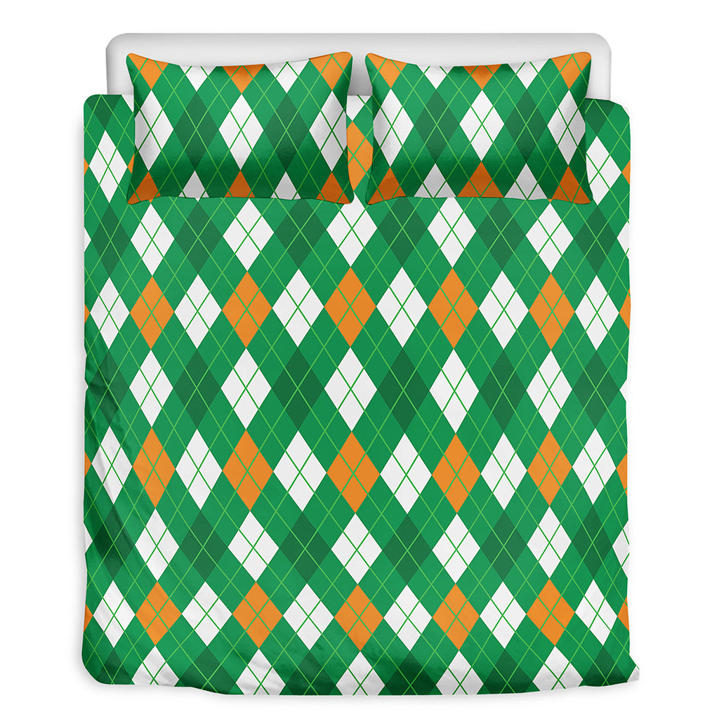Saint Patrick's Day Argyle Pattern Print Duvet Cover Bedding Set